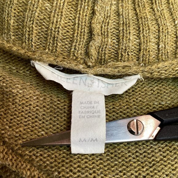 Eileen Fisher Womens Medium  Open Front Cardigan Cotton Sweater Olive Green - Picture 7 of 8